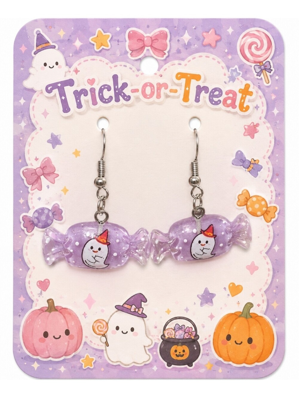 Fun Jewelry Halloween Trick-or-treat Candy Ghost Hypoallergenic Earrings